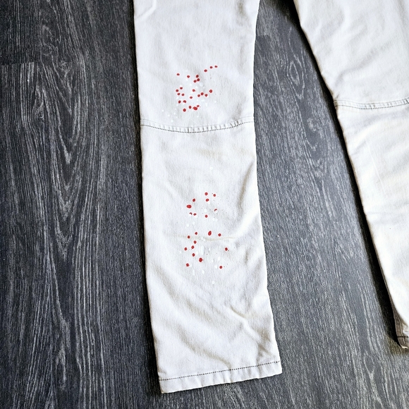 FISLL Adult Men's Size 32x32 Chicago Bulls Distressed Slim Fit Tan Denim Jeans - Picture 8 of 13